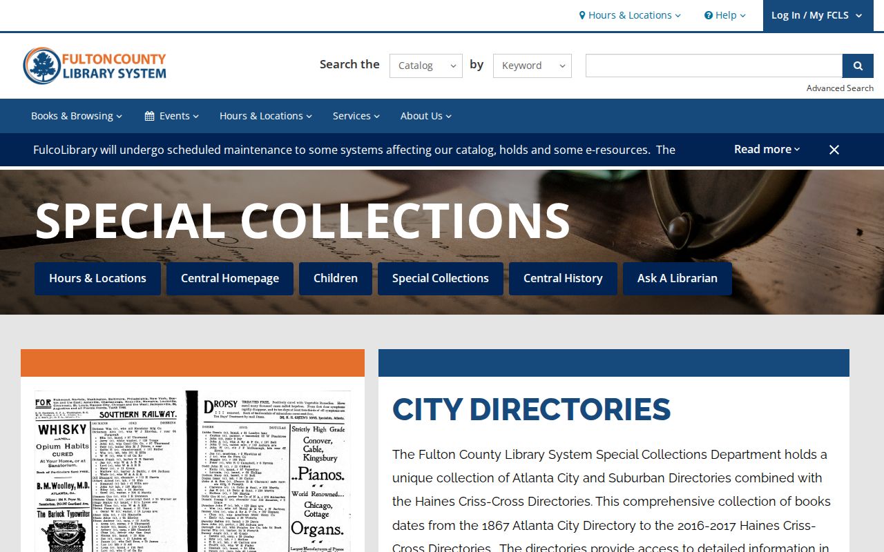 Fulton Library city and criss-cross directory holdings for Alpharetta research