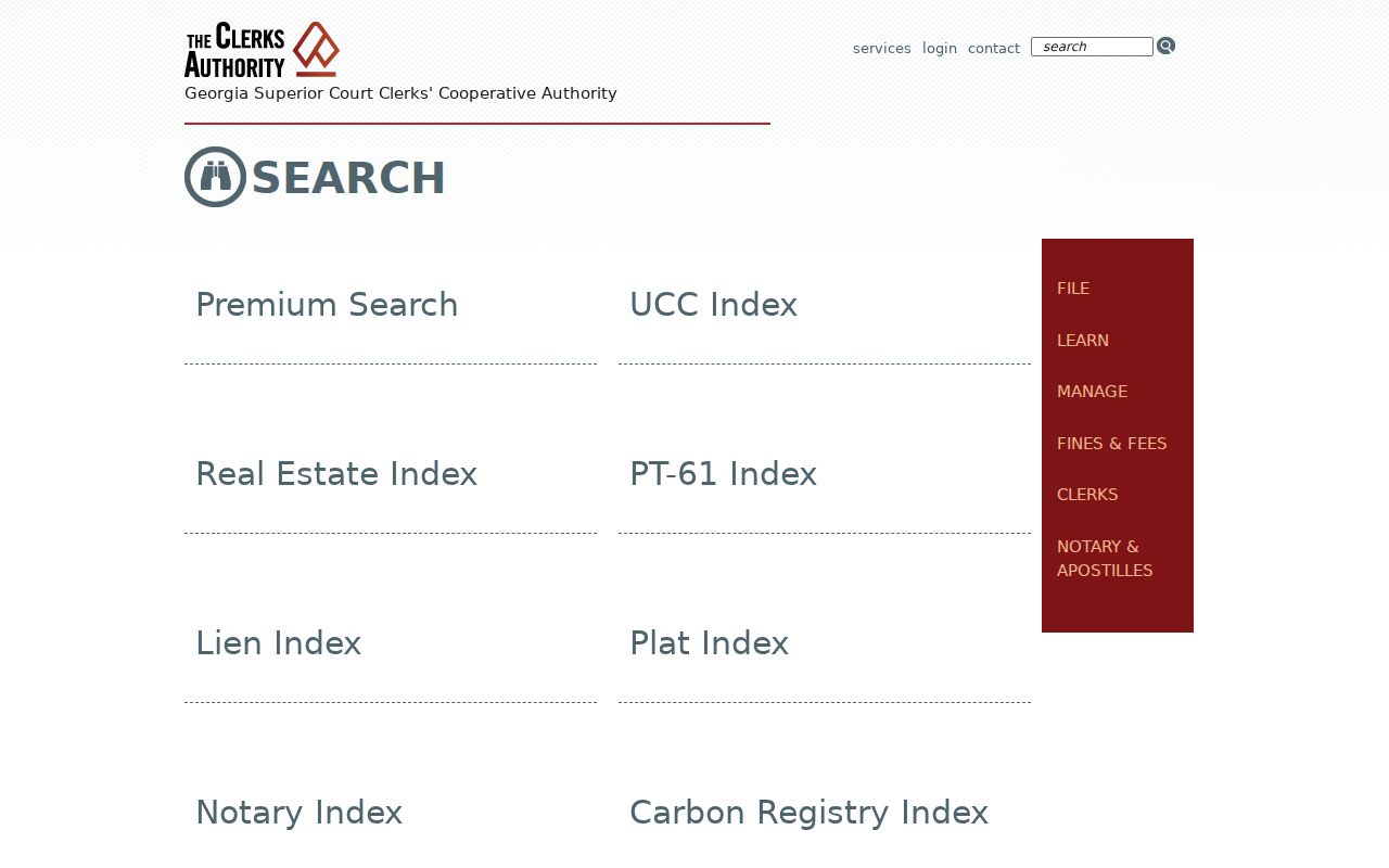 GSCCCA search choices used for Alpharetta deed and plat research