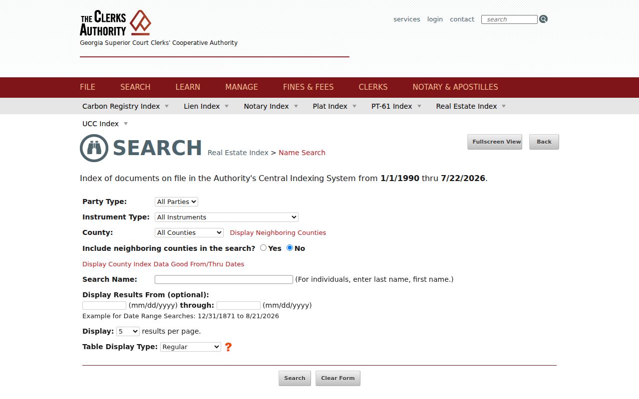 GSCCCA Fulton County real estate grantor and grantee search